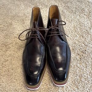 Maison Forte Sawyer Hybrid Chukka Leather Boots $185 Chestnut Brown 8